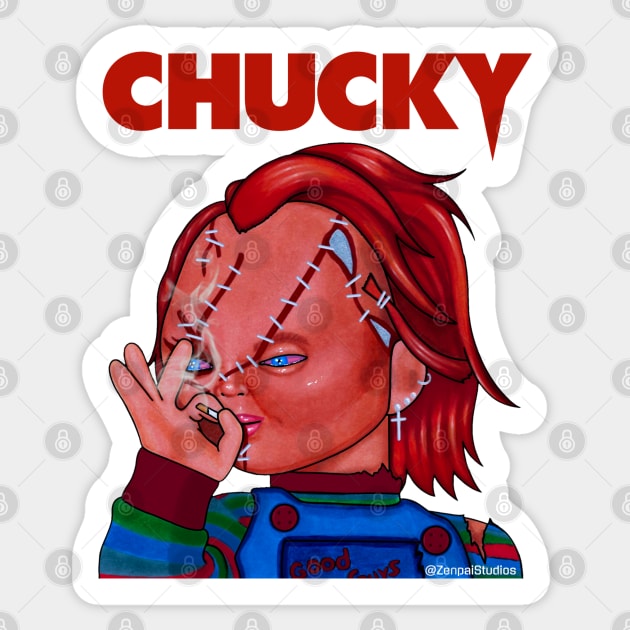 Chucky Sticker by Zenpaistudios